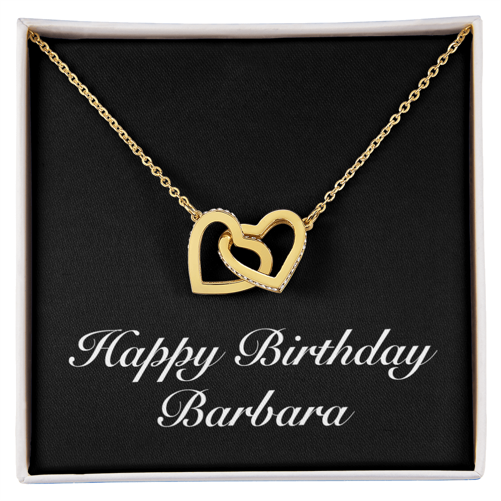 Happy Birthday Barbara v2 - 18K Yellow Gold Finish Interlocking Hearts Necklace