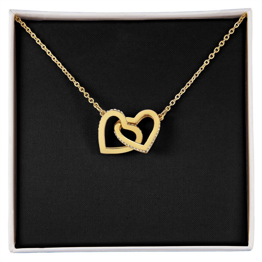 18K Yellow Gold Finish Interlocking Hearts Necklace v2