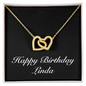 Happy Birthday Linda v2 - 18K Yellow Gold Finish Interlocking Hearts Necklace