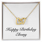 Happy Birthday Ebony - 18K Yellow Gold Finish Interlocking Hearts Necklace