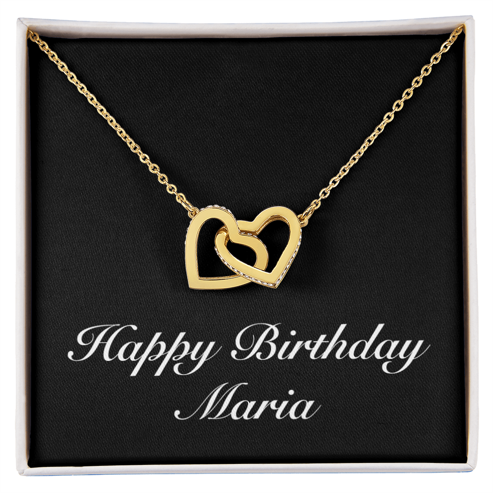 Happy Birthday Maria v2 - 18K Yellow Gold Finish Interlocking Hearts Necklace