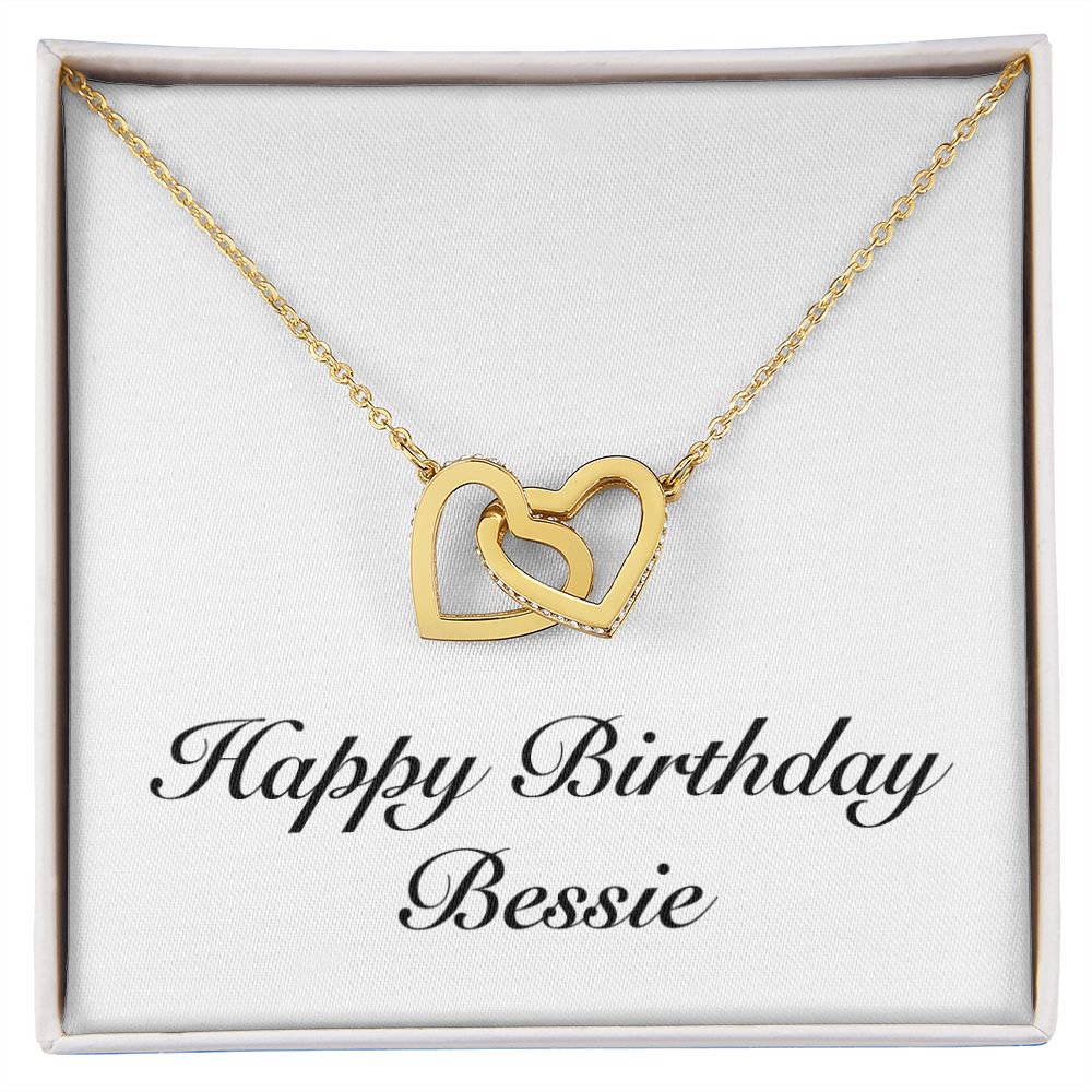 Happy Birthday Bessie - 18K Yellow Gold Finish Interlocking Hearts Necklace