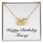 Happy Birthday Tracey - 18K Yellow Gold Finish Interlocking Hearts Necklace