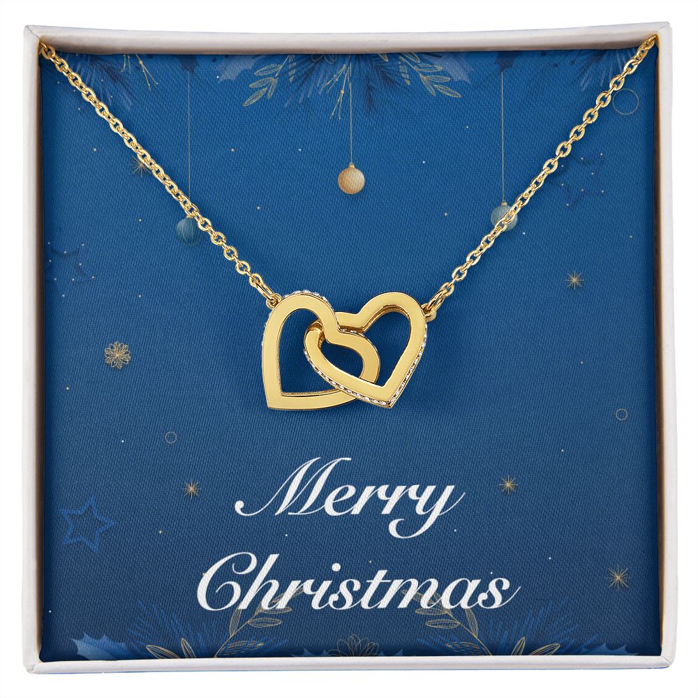 Merry Christmas v05 - 18K Yellow Gold Finish Interlocking Hearts Necklace