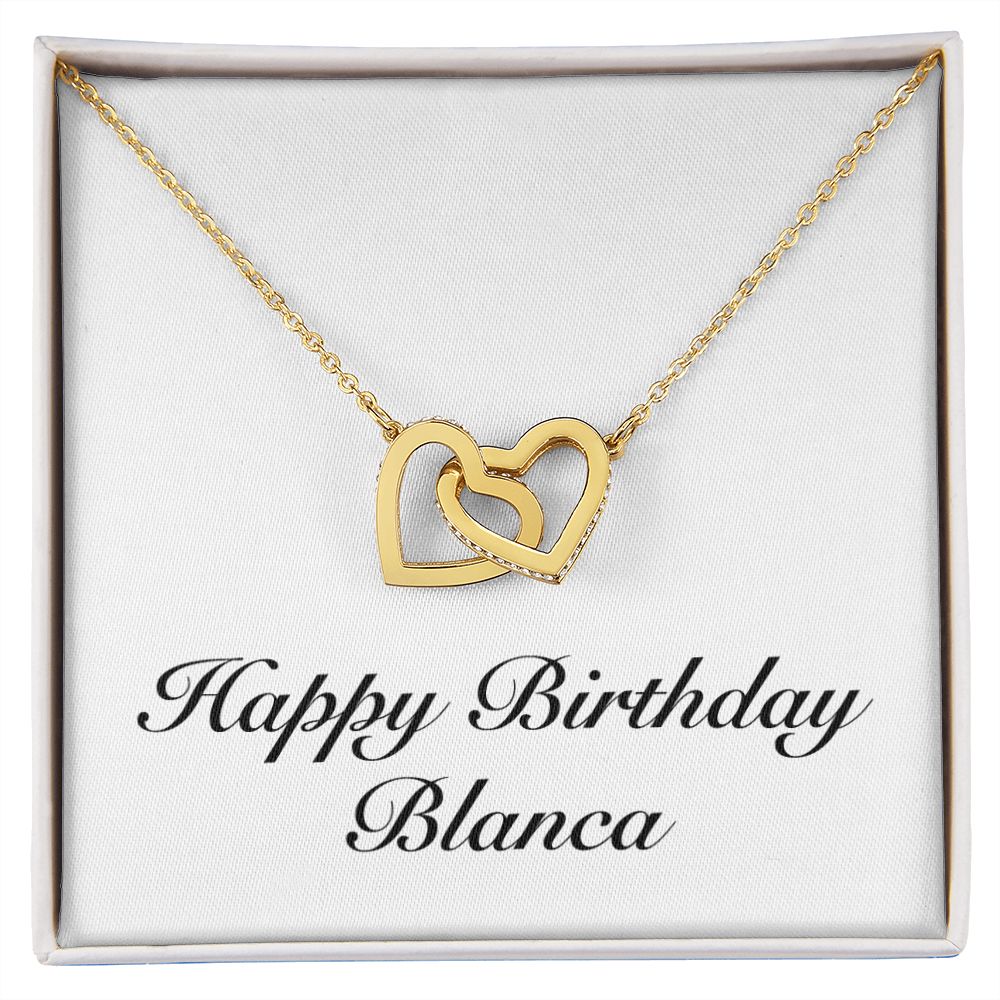 Happy Birthday Blanca - 18K Yellow Gold Finish Interlocking Hearts Necklace