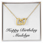 Happy Birthday Madelyn - 18K Yellow Gold Finish Interlocking Hearts Necklace