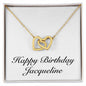 Happy Birthday Jacqueline - 18K Yellow Gold Finish Interlocking Hearts Necklace
