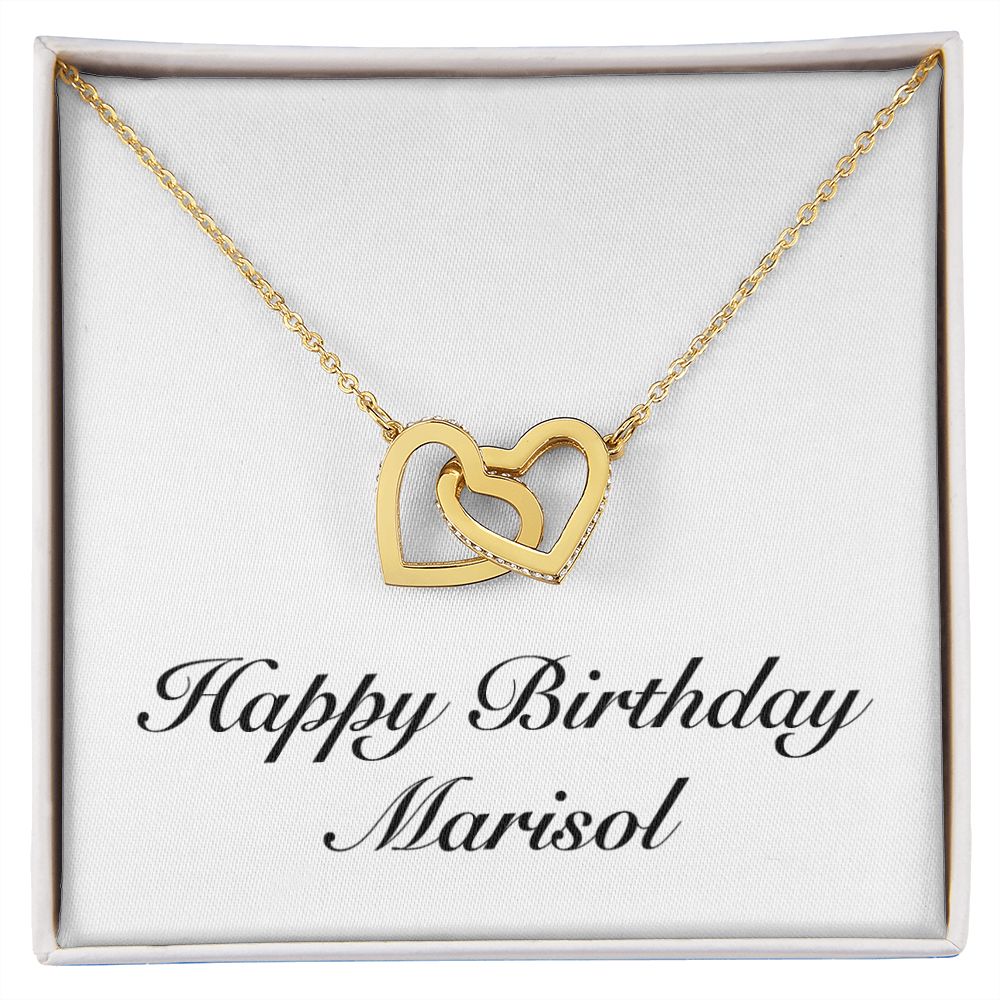 Happy Birthday Marisol - 18K Yellow Gold Finish Interlocking Hearts Necklace
