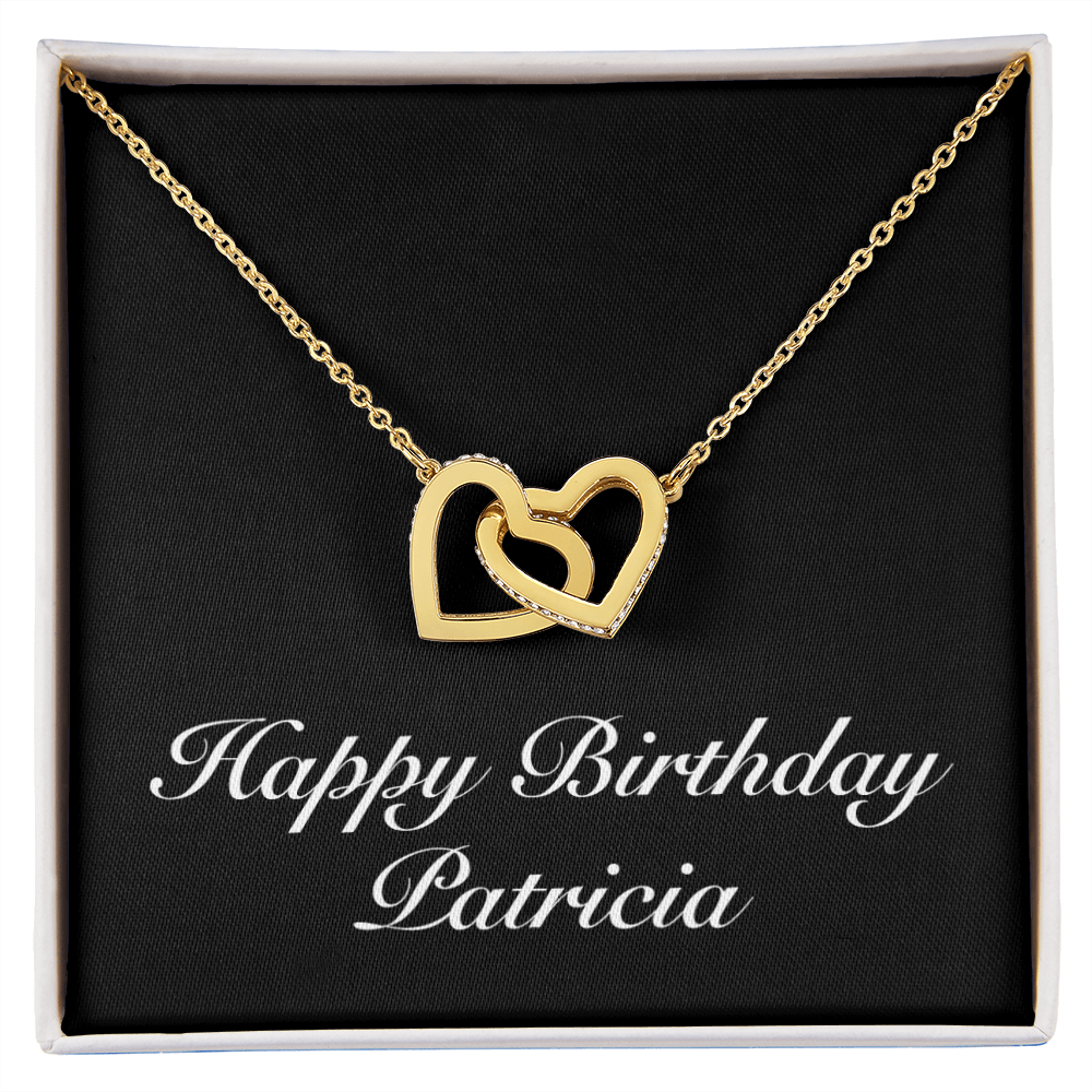 Happy Birthday Patricia v2 - 18K Yellow Gold Finish Interlocking Hearts Necklace