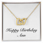 Happy Birthday Ann - 18K Yellow Gold Finish Interlocking Hearts Necklace
