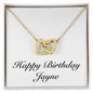 Happy Birthday Jayne - 18K Yellow Gold Finish Interlocking Hearts Necklace