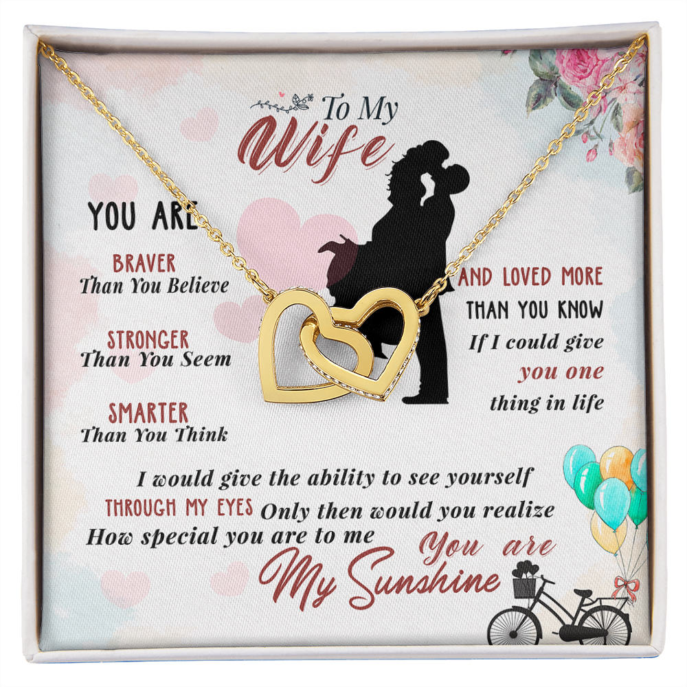 014 To My Wife - 18K Yellow Gold Finish Interlocking Hearts Necklace