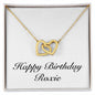 Happy Birthday Roxie - 18K Yellow Gold Finish Interlocking Hearts Necklace