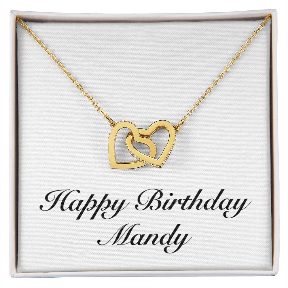 Happy Birthday Mandy - 18K Yellow Gold Finish Interlocking Hearts Necklace