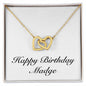 Happy Birthday Madge - 18K Yellow Gold Finish Interlocking Hearts Necklace