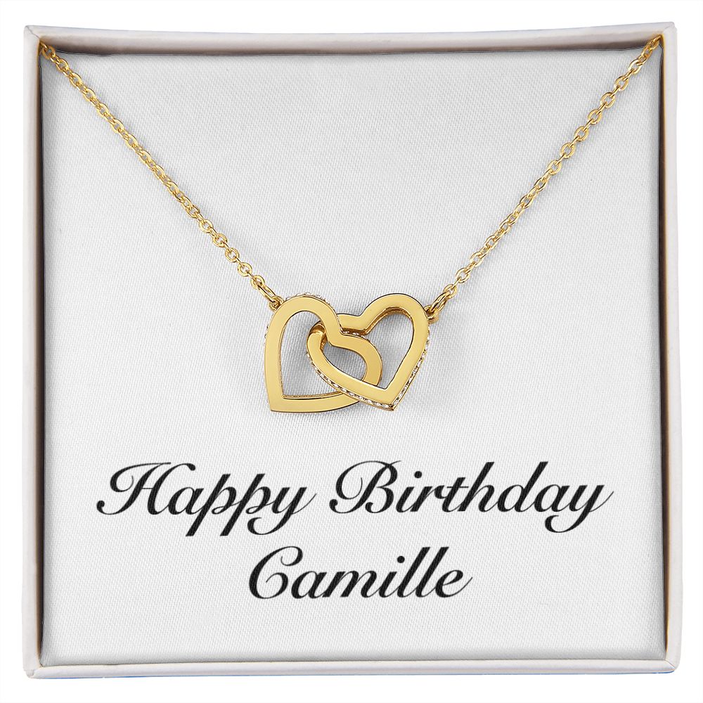 Happy Birthday Camille - 18K Yellow Gold Finish Interlocking Hearts Necklace