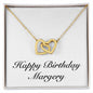 Happy Birthday Margery - 18K Yellow Gold Finish Interlocking Hearts Necklace