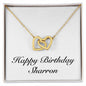 Happy Birthday Sharron - 18K Yellow Gold Finish Interlocking Hearts Necklace