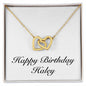 Happy Birthday Haley - 18K Yellow Gold Finish Interlocking Hearts Necklace