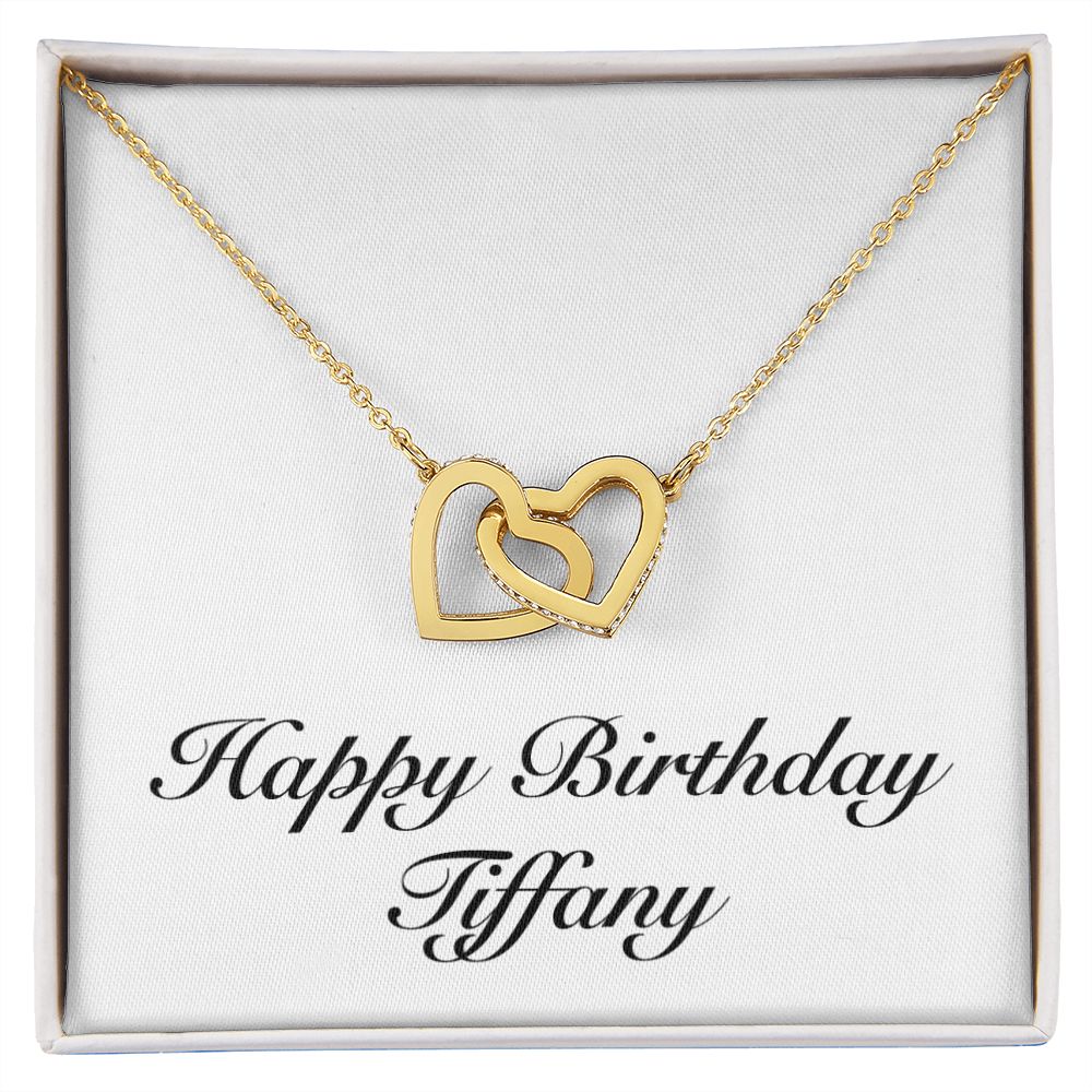 Happy Birthday Tiffany - 18K Yellow Gold Finish Interlocking Hearts Necklace