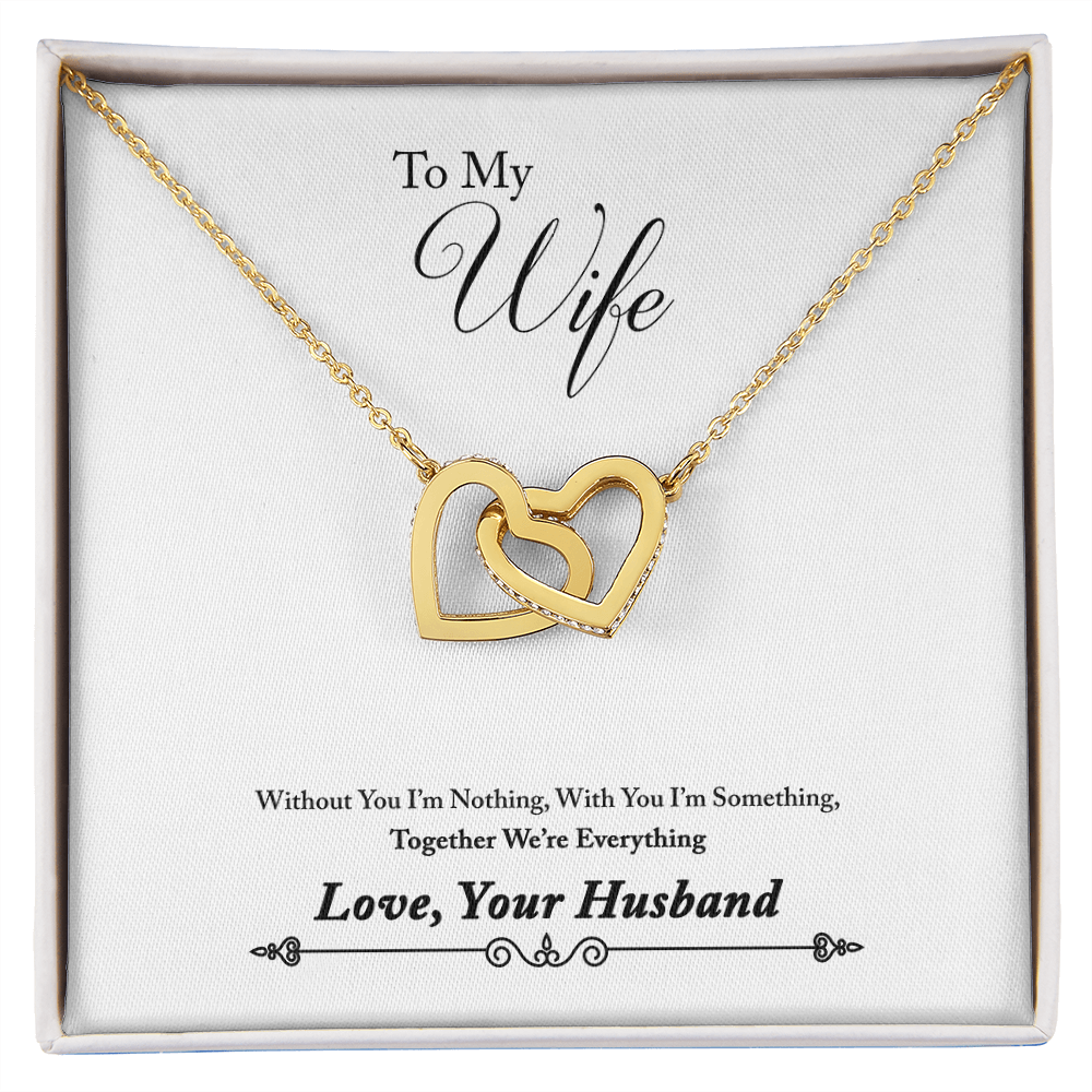 007 To My Wife - 18K Yellow Gold Finish Interlocking Hearts Necklace
