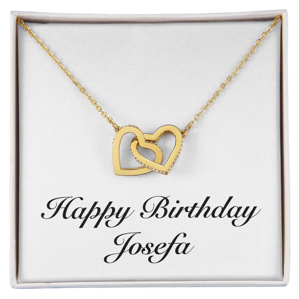Happy Birthday Josefa - 18K Yellow Gold Finish Interlocking Hearts Necklace