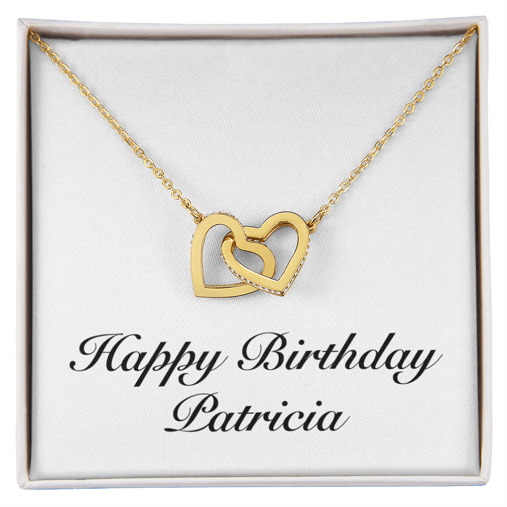 Happy Birthday Patricia - 18K Yellow Gold Finish Interlocking Hearts Necklace