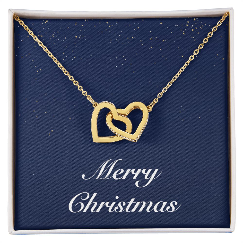 Merry Christmas v08 - 18K Yellow Gold Finish Interlocking Hearts Necklace