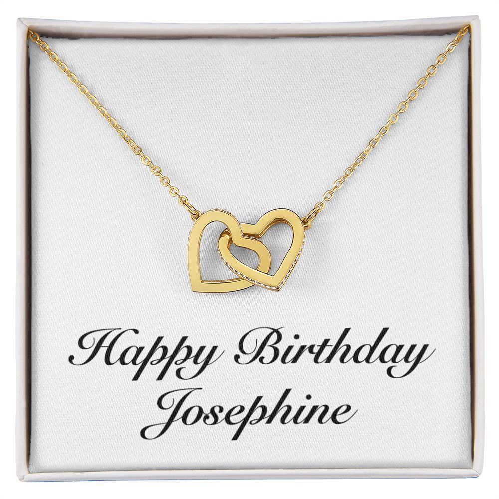 Happy Birthday Josephine - 18K Yellow Gold Finish Interlocking Hearts Necklace