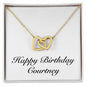 Happy Birthday Courtney - 18K Yellow Gold Finish Interlocking Hearts Necklace