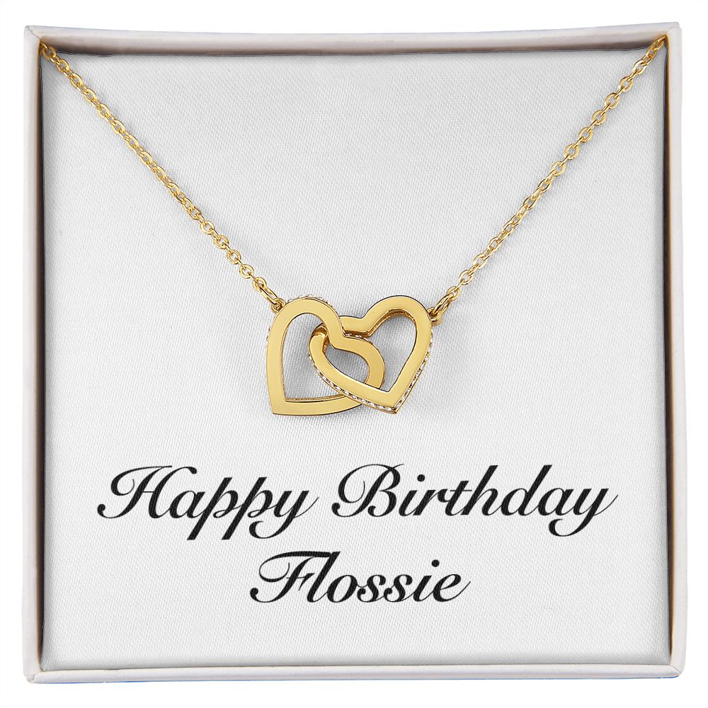 Happy Birthday Flossie - 18K Yellow Gold Finish Interlocking Hearts Necklace