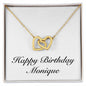 Happy Birthday Monique - 18K Yellow Gold Finish Interlocking Hearts Necklace