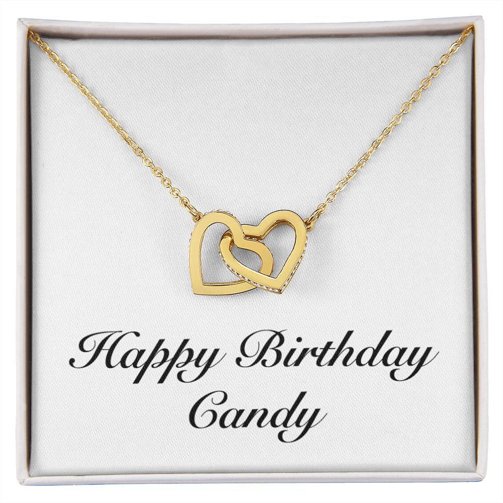 Happy Birthday Candy - 18K Yellow Gold Finish Interlocking Hearts Necklace