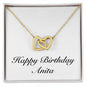 Happy Birthday Anita - 18K Yellow Gold Finish Interlocking Hearts Necklace