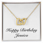 Happy Birthday Jessica - 18K Yellow Gold Finish Interlocking Hearts Necklace