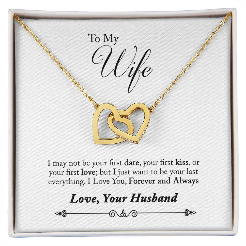 008 To My Wife - 18K Yellow Gold Finish Interlocking Hearts Necklace