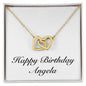 Happy Birthday Angela - 18K Yellow Gold Finish Interlocking Hearts Necklace