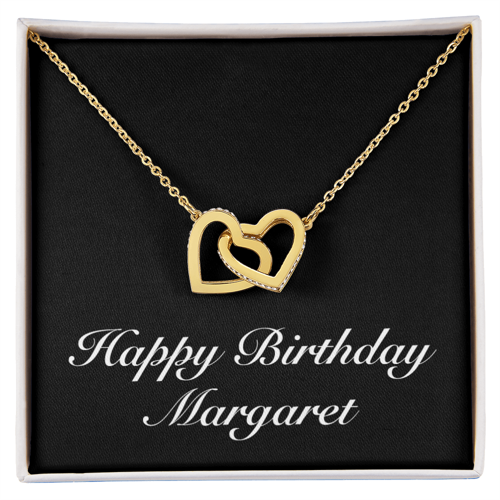 Happy Birthday Margaret v2 - 18K Yellow Gold Finish Interlocking Hearts Necklace