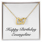 Happy Birthday Evangeline - 18K Yellow Gold Finish Interlocking Hearts Necklace
