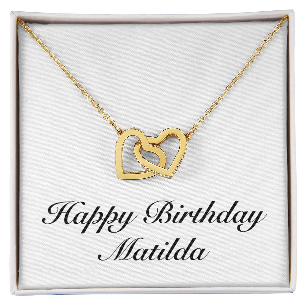 Happy Birthday Matilda - 18K Yellow Gold Finish Interlocking Hearts Necklace