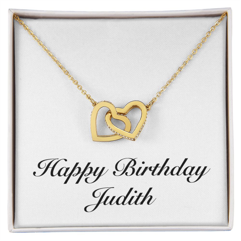 Happy Birthday Judith - 18K Yellow Gold Finish Interlocking Hearts Necklace