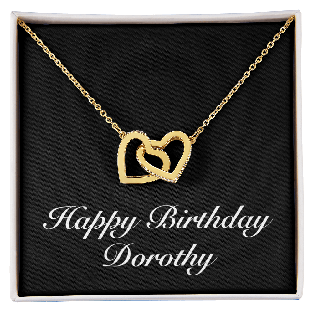 Happy Birthday Dorothy v2 - 18K Yellow Gold Finish Interlocking Hearts Necklace