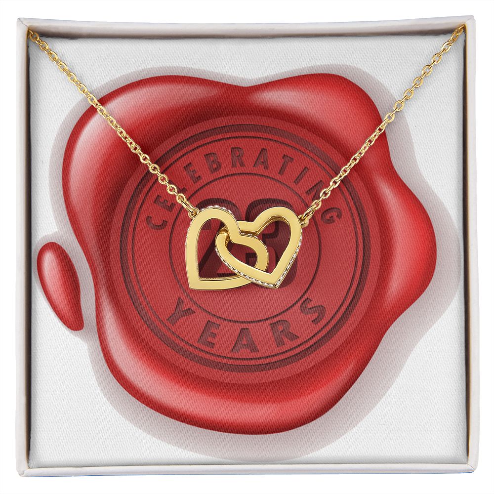 Celebrating 23 Years Anniversary - 18K Yellow Gold Finish Interlocking Hearts Necklace