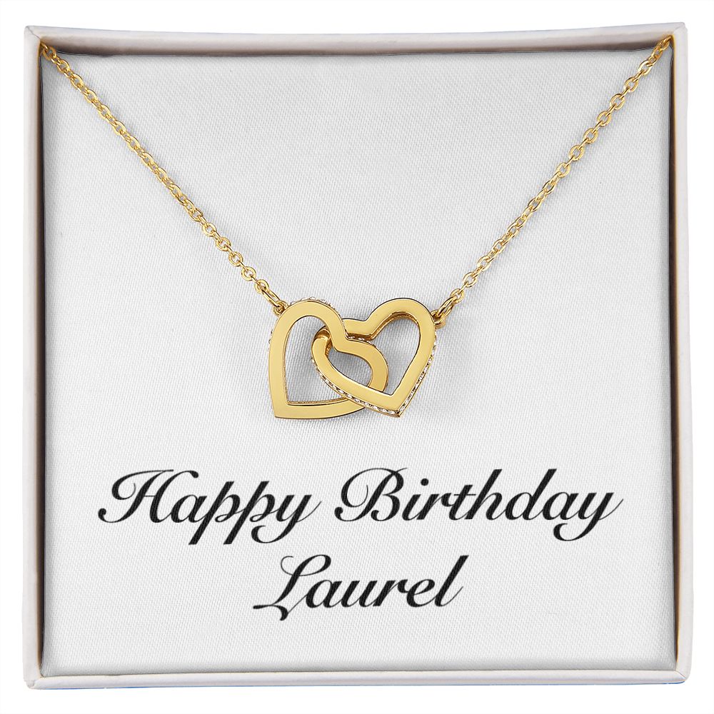 Happy Birthday Laurel - 18K Yellow Gold Finish Interlocking Hearts Necklace