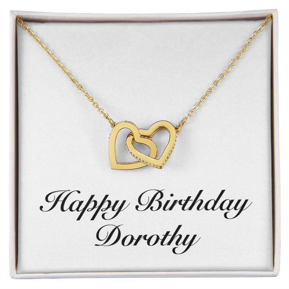 Happy Birthday Dorothy - 18K Yellow Gold Finish Interlocking Hearts Necklace