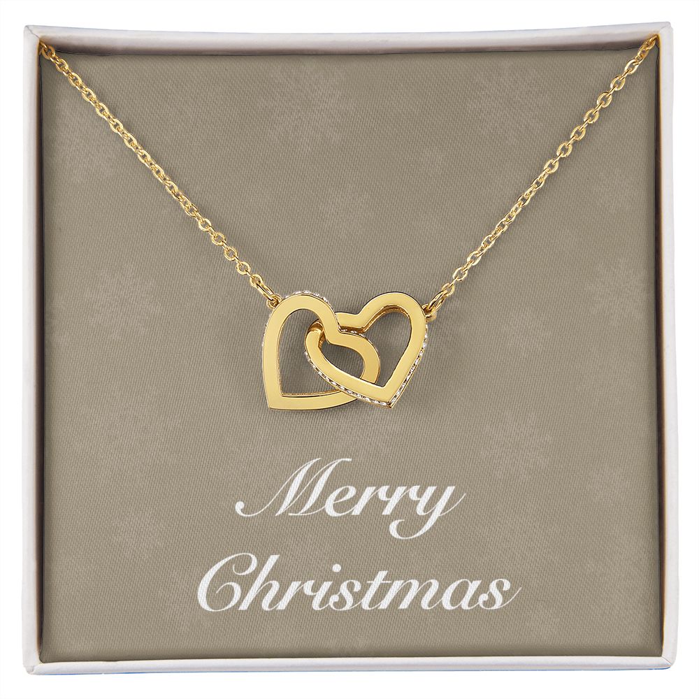 Merry Christmas v10 - 18K Yellow Gold Finish Interlocking Hearts Necklace