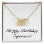 Happy Birthday Esperanza - 18K Yellow Gold Finish Interlocking Hearts Necklace