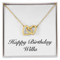 Happy Birthday Willa - 18K Yellow Gold Finish Interlocking Hearts Necklace
