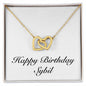 Happy Birthday Sybil - 18K Yellow Gold Finish Interlocking Hearts Necklace