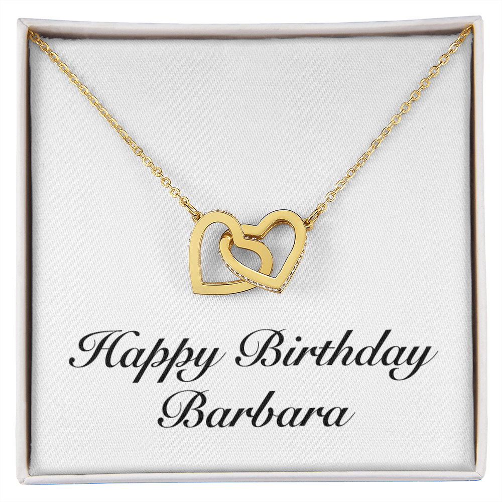 Happy Birthday Barbara - 18K Yellow Gold Finish Interlocking Hearts Necklace